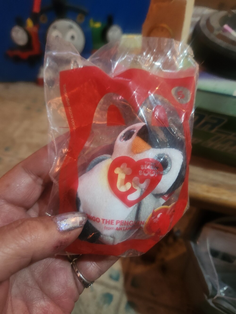 Ty Mini Penguin Plush Keychain - Black, White & Orange